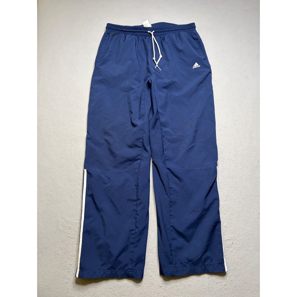 Adidas Track Pants‎ Mens L Blue Y2K Baggy 3-Stripe Mesh Lined Windbreaker EQ64